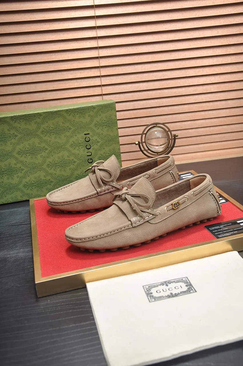 Men's Men's Shoes💰420💶【GUCCI】 (High-end Niuli) New 🍀Gucci*——Gucci Doudou Shoes! Made of imported original cowhide, the inner top layer is comfortable cowhide lining! Original wear-resistant rubber outsole! High quality products! Code number 38-44!
